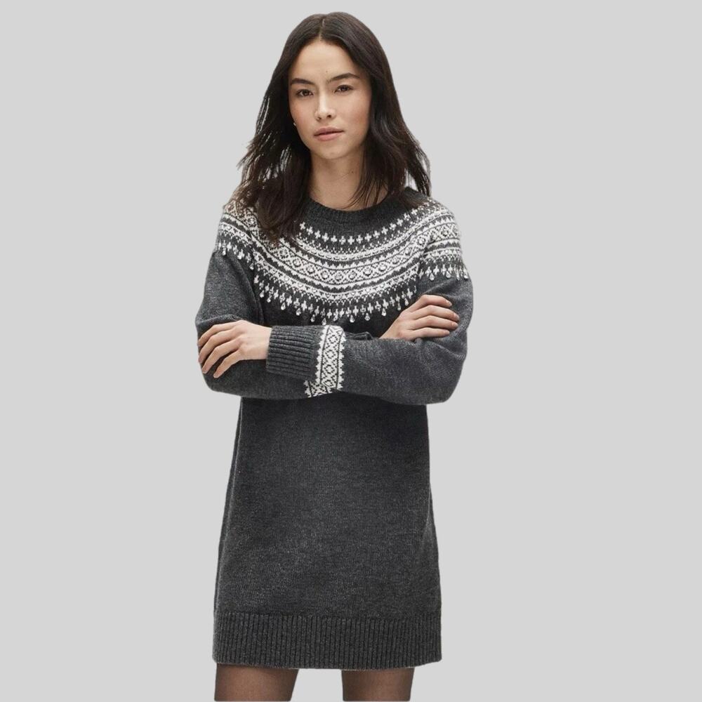 NEW J Crew Collection Embellished Fair isle Sweater Dress 2XL Lambswool Blend